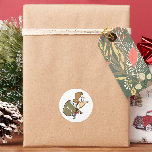 Vrouwen die postbagagerekkers vervoeren ronde sticker (Feestdagen)