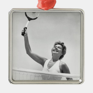 Vrouwen die Tennis spelen 2 Metalen Ornament