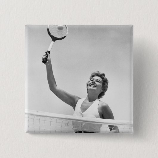 Vrouwen die Tennis spelen 2 Vierkante Button 5,1 Cm (Voorkant)