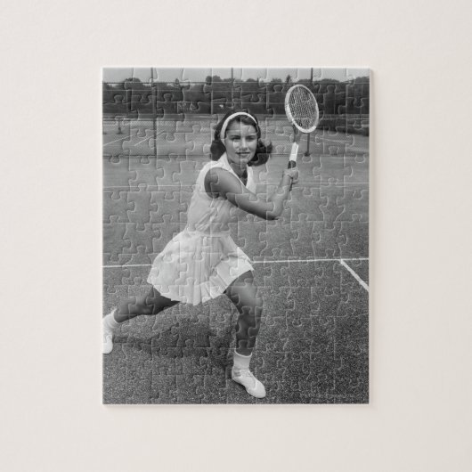 Vrouwen die tennis spelen legpuzzel (Verticaal)