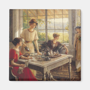 Vrouwen die thee innemen magneet