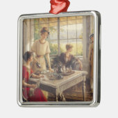 Vrouwen die thee innemen metalen ornament (Links)