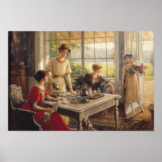 Vrouwen die thee innemen poster (Voorkant)