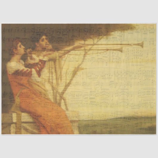 Vrouwen die trumpels spelen tissuepapier (Voorkant)