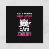 Vrouwen die van katten houden en in augustus zijn vierkante visitekaartje (Voorkant)
