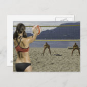 Vrouwen die volleybal spelen op het strand briefkaart (Voorkant / Achterkant)