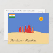 Vrouwen die water dragen in de Tharwoestijn - Raja Briefkaart (Voorkant / Achterkant)