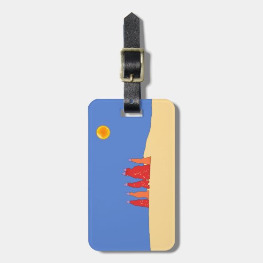 Vrouwen die water vervoeren in de woestijn van Tha Bagagelabel (Voorkant verticaal)