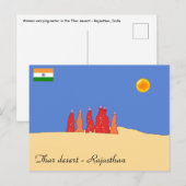 Vrouwen die water vervoeren in de woestijn van Tha Briefkaart (Voorkant / Achterkant)