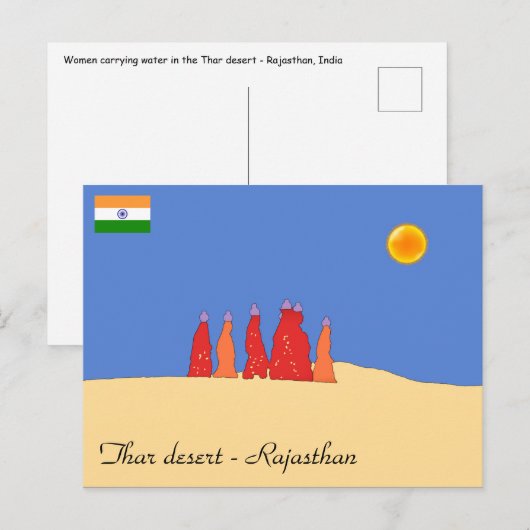 Vrouwen die water vervoeren in de woestijn van Tha Briefkaart (Voorkant / Achterkant)
