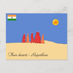 Vrouwen die water vervoeren in de woestijn van Tha Briefkaart