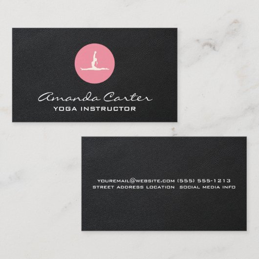 Vrouwen die yoga doen | Lederen achtergrond Visitekaartje (Voorkant / Achterkant)
