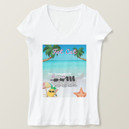 Vrouwen Dikke Kat Zomer T-shirt (Design voorkant)