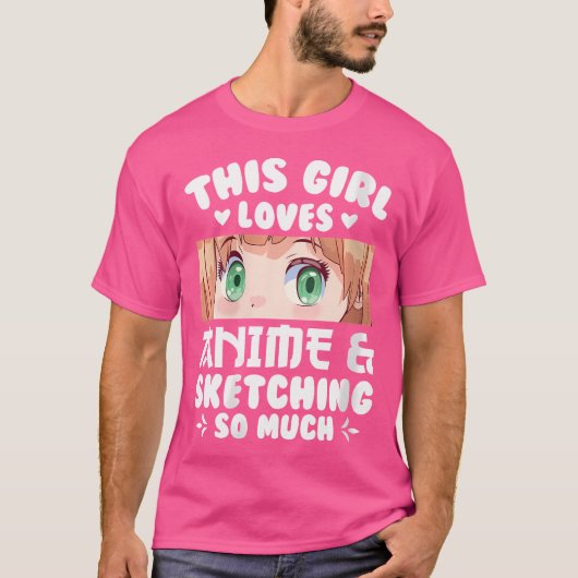 Vrouwen dit meisje houdt van anime schetsen zo vee t-shirt (Voorkant)