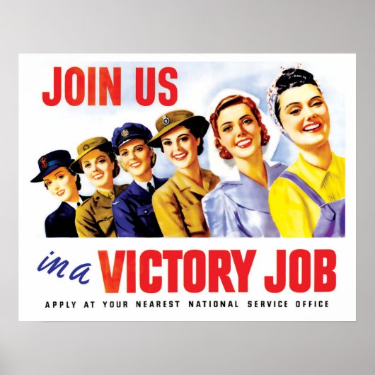 Vrouwen doen mee voor de overwinning, WW2  propaga Poster (Voorkant)