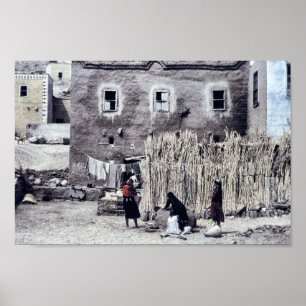 Vrouwen doen wasgoed en dagelijkse taken poster