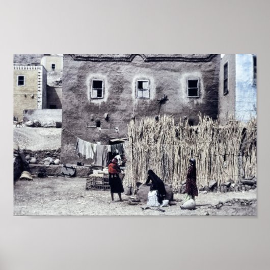 Vrouwen doen wasgoed en dagelijkse taken poster (Voorkant)