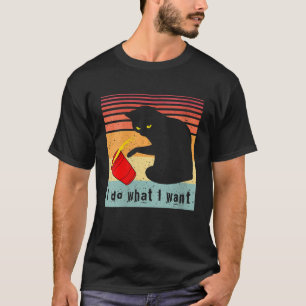 Vrouwen doen wat ik wil dat de zwarte kat rood wo t-shirt