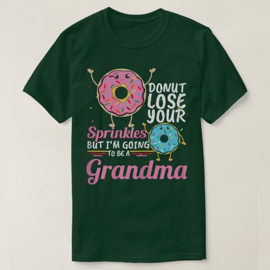 Vrouwen Donut Sprinkles Grandma Baby onthulling ge T-shirt (Design voorkant)