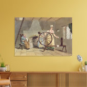 Vrouwen draaien uit 'Costume of Yorkshire' Canvas Afdruk (Insitu (Woonkamer))