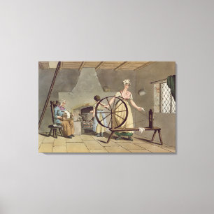 Vrouwen draaien uit 'Costume of Yorkshire' Canvas Afdruk