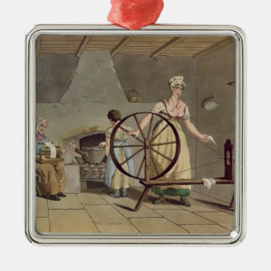 Vrouwen draaien uit 'Costume of Yorkshire' Metalen Ornament