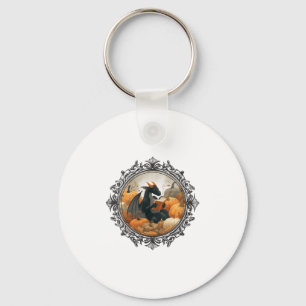 Vrouwen Dragon lezen boeken met Herfst pompoen Fan Sleutelhanger