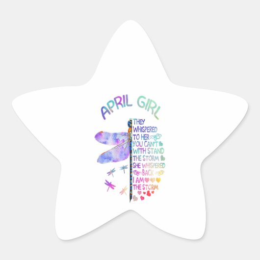 Vrouwen Dragonfly April Meisje geperst aan haar Ster Sticker (Voorkant)
