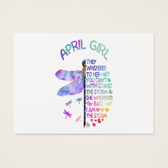 Vrouwen Dragonfly April Meisje geperst aan haar Visitekaartje (Voorkant)