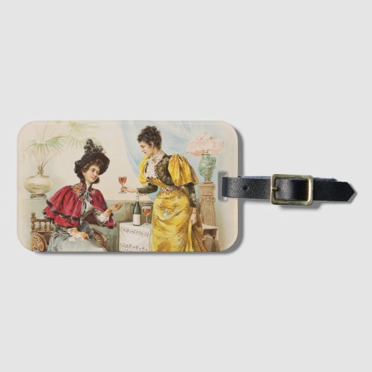  vrouwen Drink Bagagelabel van wijn (Voorkant (horizontaal))