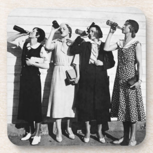 Vrouwen Drink Bier Oude Fotografie  Bier Onderzetter