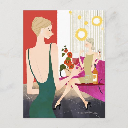 Vrouwen Drink wijn Briefkaart (Voorkant)