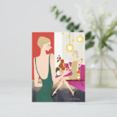 Vrouwen Drink wijn Briefkaart (Staand voorkant)
