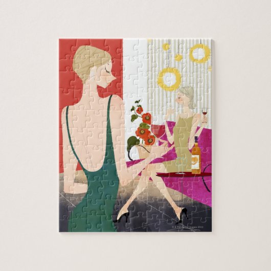 Vrouwen Drink wijn Legpuzzel (Verticaal)