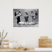 Vrouwen Drink Wijn, Zwart-wit  Poster (Keuken)