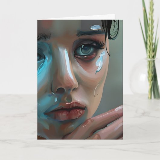 Vrouwen droevig gezicht | Huilblanco Kaart (Voorkant)
