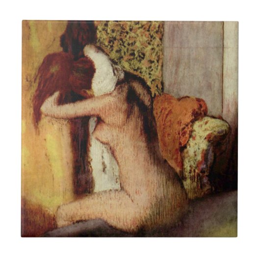 Vrouwen drogen haar nek tegeltje (Voorkant)