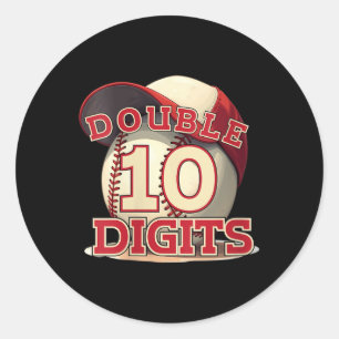 Vrouwen Dubbele Cijfers Honkbal Lover 10 Jaar Oude Ronde Sticker