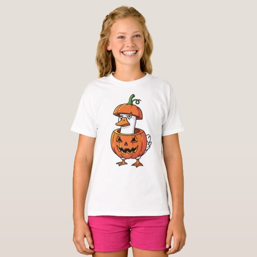 Vrouwen Duck Pumpkin Halloween Tee Shirts. T-shirt (Voorkant volledig)