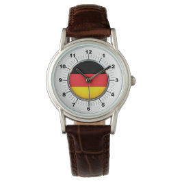 Vrouwen Duitse vlag Bruin Lederen Strap Horloge