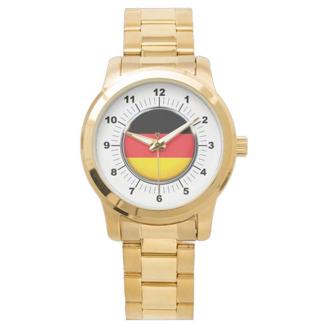 Vrouwen Duitse vlag Oversized gouden horloge (Voorkant)
