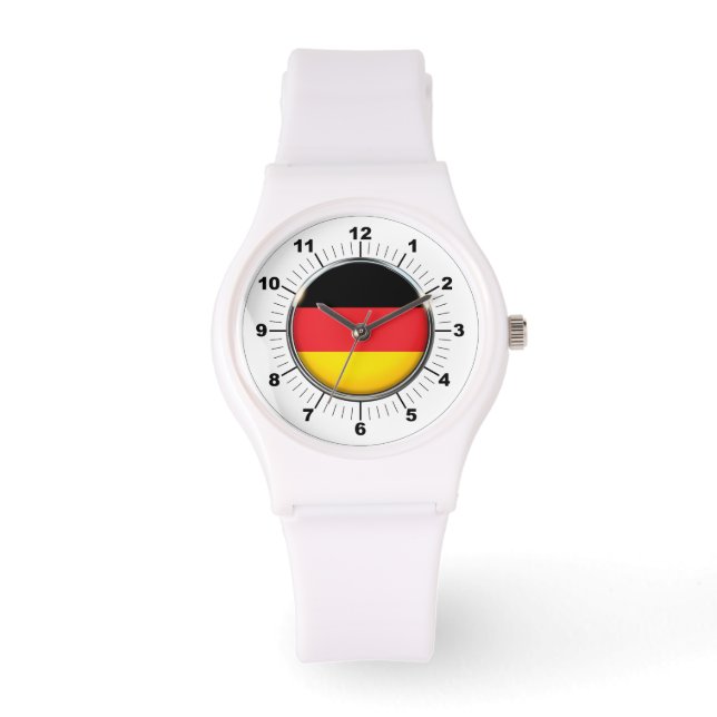 Vrouwen Duitse vlag Sportief Wit Silicon horloge (Voorkant)