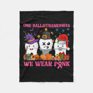 Vrouwen Een Hallothanksmas We Draag Roze Tandenbor Fleece Deken