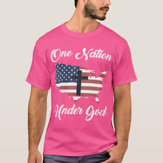 Vrouwen Eén natie onder God Patriottisch Christeli T-shirt (Voorkant)