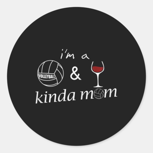 Vrouwen een volleybal en wijn soort moeder een vol ronde sticker (Voorkant)