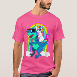 Vrouwen Eenhoorn Rijden Trex Dinosaurus Gift Meisj T-shirt