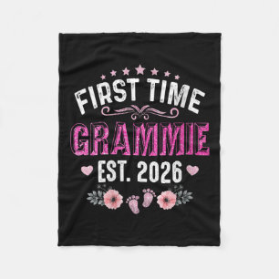 Vrouwen eerste keer Grammie Est. 2026 Funny Floral Fleece Deken