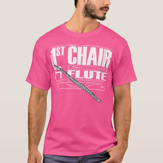 Vrouwen eerste stoel fluit een bandlid en orkest t-shirt