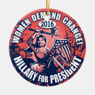 Vrouwen eisen Hillary 2016 Keramisch Ornament