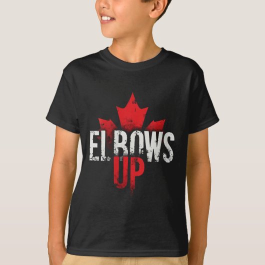 Vrouwen Elbows Up Fans Maple Leaf V-hals T-shirt (Voorkant)